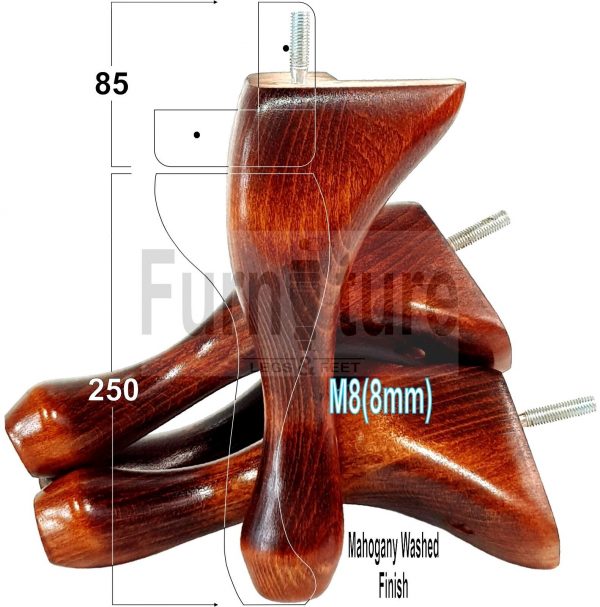 4 Replacement Traditional Queen Anne Furniture Legs 250mm High Sofa Chair Beds - Image 40