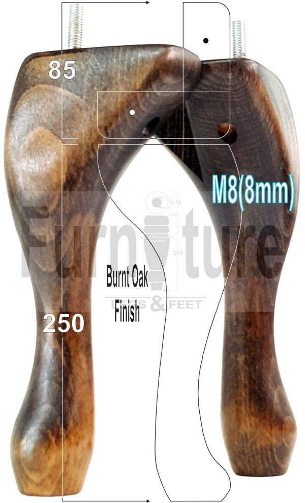 4 Replacement Traditional Queen Anne Furniture Legs 250mm High Sofa Chair Beds - Image 46