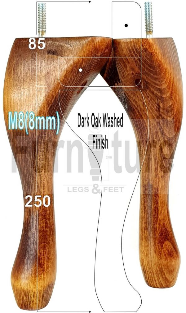 4 Replacement Traditional Queen Anne Furniture Legs 250mm High Sofa Chair Beds - Image 23