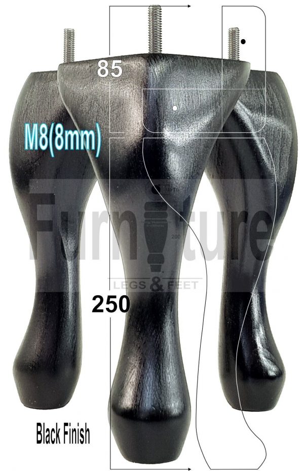4 Replacement Traditional Queen Anne Furniture Legs 250mm High Sofa Chair Beds - Image 20
