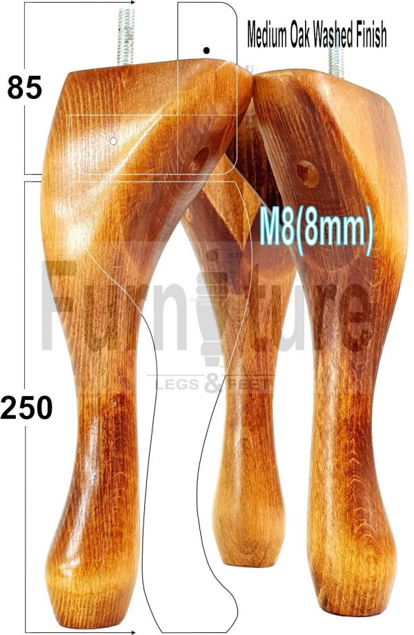 4 Replacement Traditional Queen Anne Furniture Legs 250mm High Sofa Chair Beds - Image 27