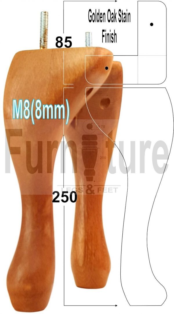 4 Replacement Traditional Queen Anne Furniture Legs 250mm High Sofa Chair Beds - Image 38