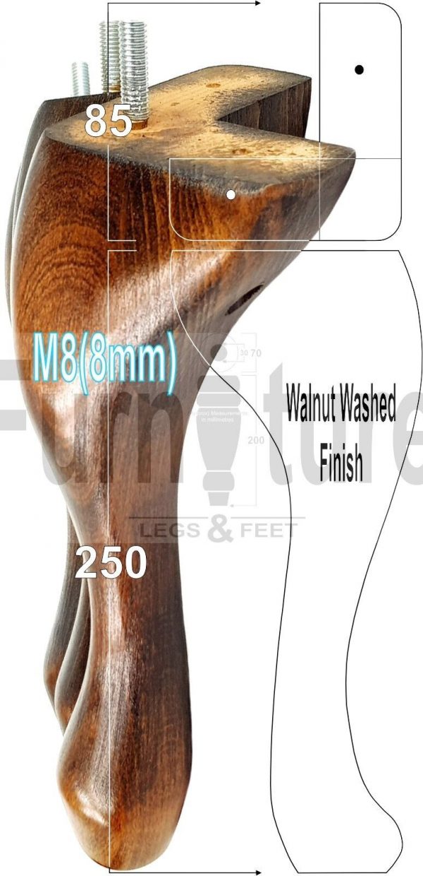 4 Replacement Traditional Queen Anne Furniture Legs 250mm High Sofa Chair Beds - Image 24