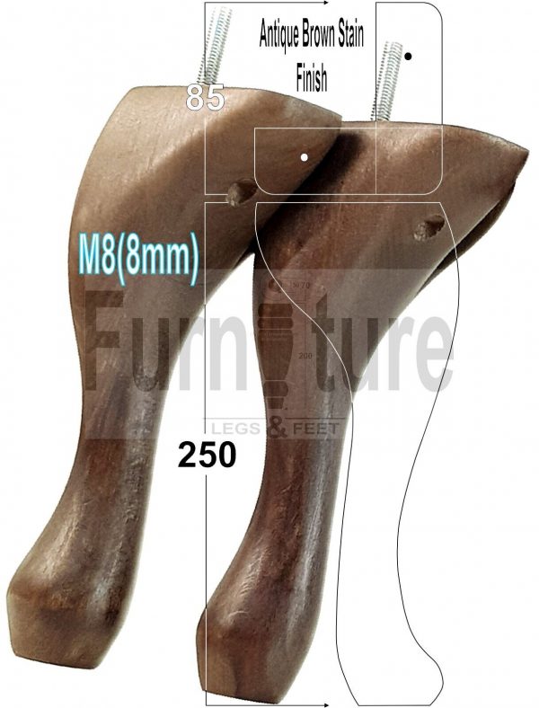 4 Replacement Traditional Queen Anne Furniture Legs 250mm High Sofa Chair Beds - Image 19