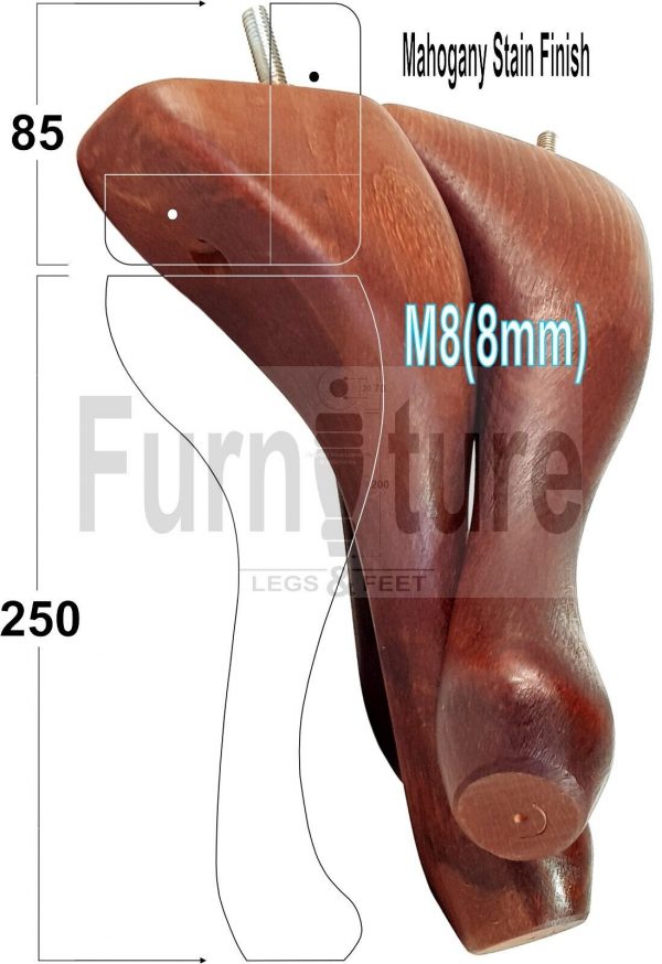 4 Replacement Traditional Queen Anne Furniture Legs 250mm High Sofa Chair Beds - Image 39