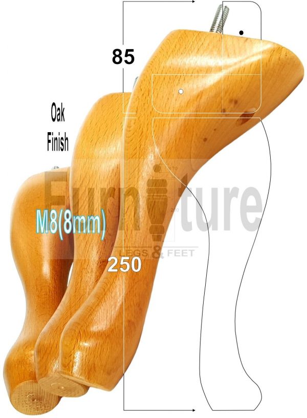 4 Replacement Traditional Queen Anne Furniture Legs 250mm High Sofa Chair Beds - Image 29