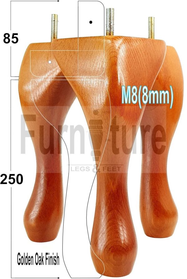 4 Replacement Traditional Queen Anne Furniture Legs 250mm High Sofa Chair Beds - Image 25