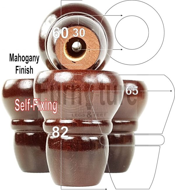4 Replacement Turned Furniture Sofa Legs Chair Settee Self-Fixing Feet 82mm High - Image 11