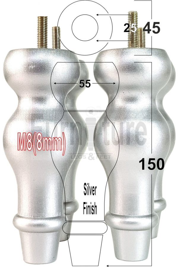 4 Replacement Turned Wood Furniture Sofa Leg M8 Chair Settee Bun Feet 150mm High - Image 28