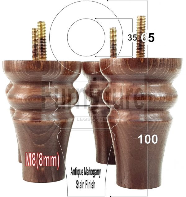 4 Replacement Wood Furniture Settee Sofa Legs M8 Chair Stool Bed Feet 100mm High - Image 28