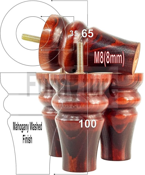 4 Replacement Wood Furniture Settee Sofa Legs M8 Chair Stool Bed Feet 100mm High - Image 35