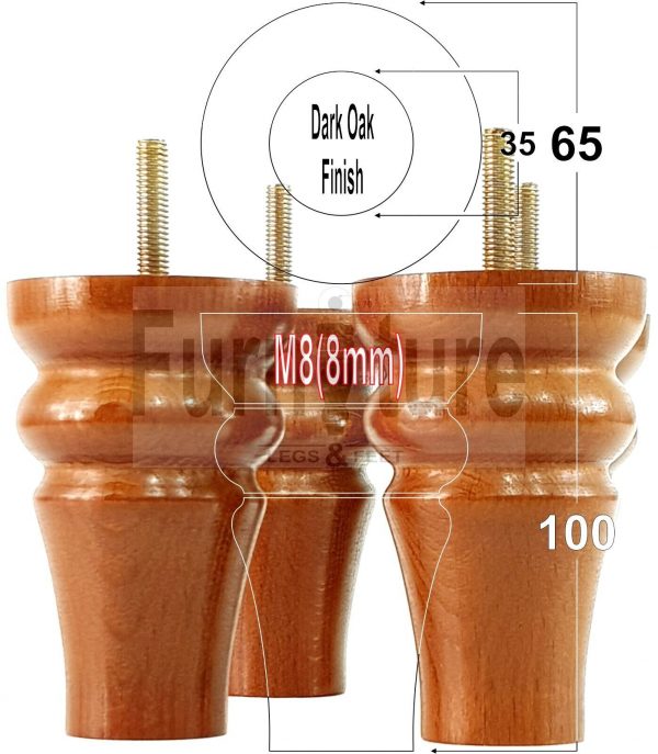 4 Replacement Legs Solid Wood Settee Furniture Feet 100mm High Sofa Chair Bed M8