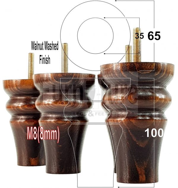4 Replacement Wood Furniture Settee Sofa Legs M8 Chair Stool Bed Feet 100mm High - Image 17