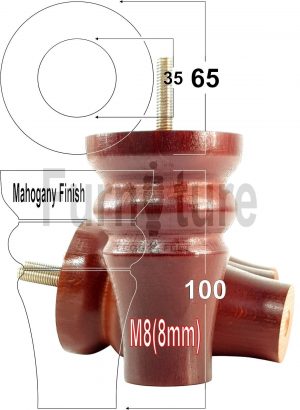 4 Replacement Legs Solid Wood Settee Furniture Feet 100mm High Sofa Chair Bed M8