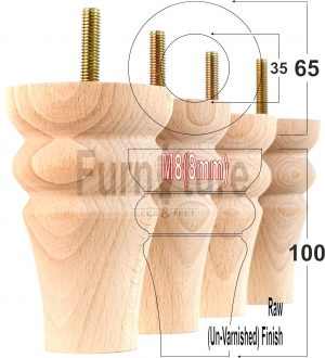 4 Replacement Legs Solid Wood Settee Furniture Feet 100mm High Sofa Chair Bed M8