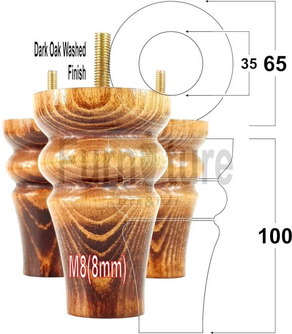 4 Replacement Wood Furniture Settee Sofa Legs M8 Chair Stool Bed Feet 100mm High - Image 16