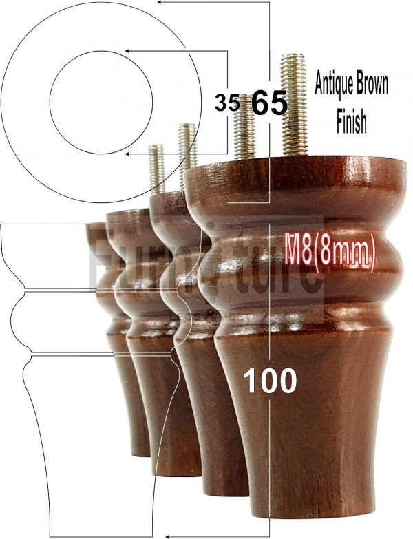 4 Replacement Wood Furniture Settee Sofa Legs M8 Chair Stool Bed Feet 100mm High - Image 11