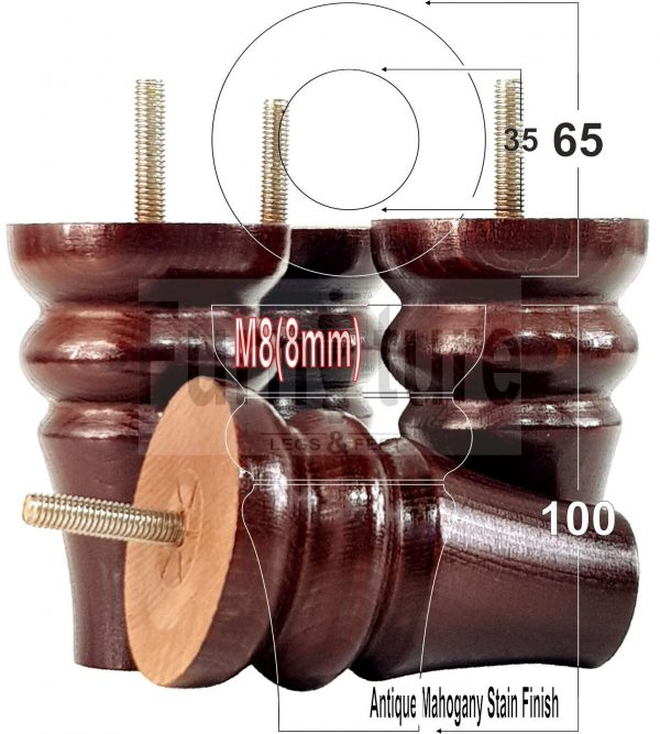 4 Replacement Wood Furniture Settee Sofa Legs M8 Chair Stool Bed Feet 100mm High - Image 27