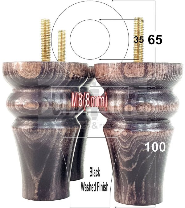 4 Replacement Wood Furniture Settee Sofa Legs M8 Chair Stool Bed Feet 100mm High - Image 14