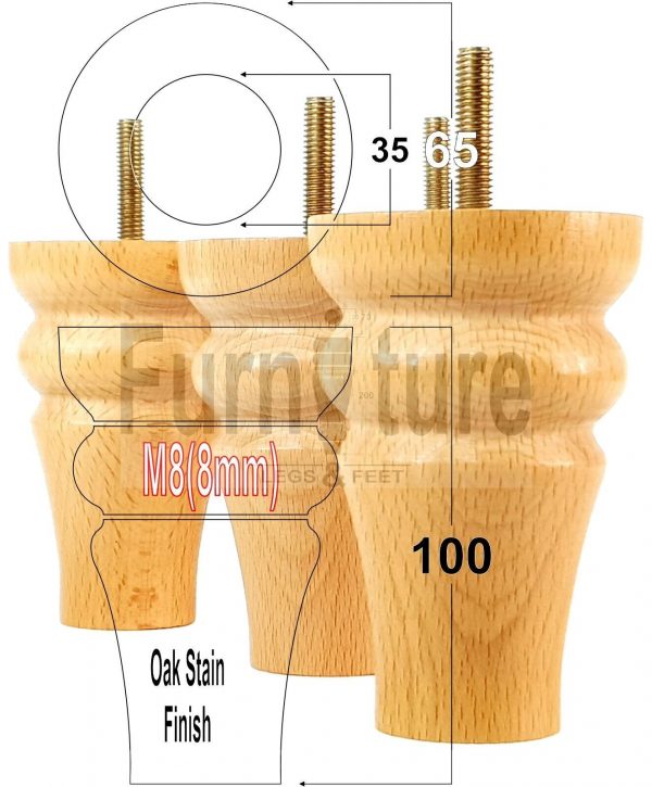 4 Replacement Wood Furniture Settee Sofa Legs M8 Chair Stool Bed Feet 100mm High - Image 33