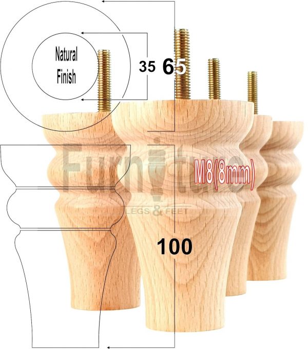 4 Replacement Wood Furniture Settee Sofa Legs M8 Chair Stool Bed Feet 100mm High - Image 22