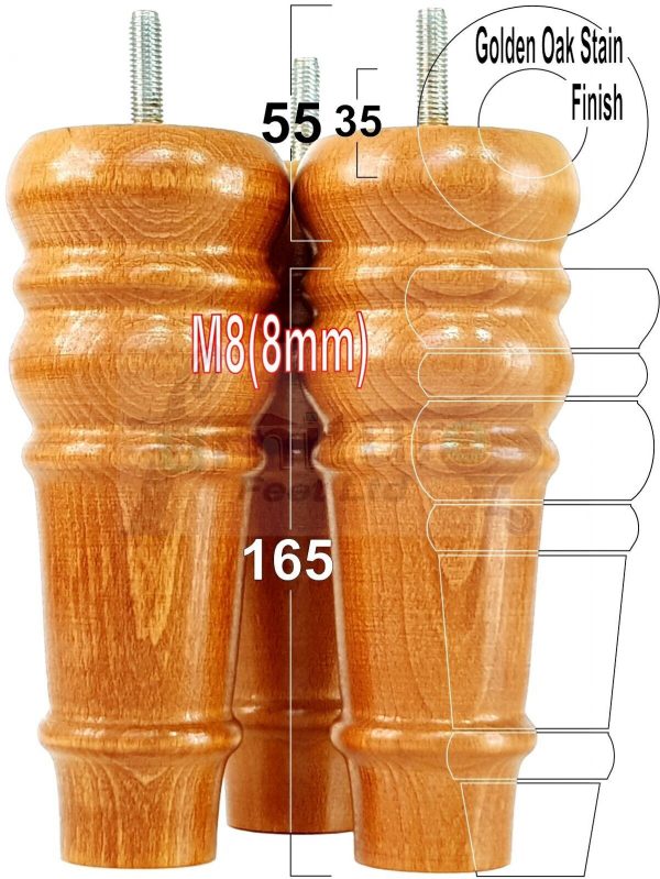 4 Round Wooden Chair Legs 170mm High Replacement Furniture Feet Sofa Cabinets M8 - Image 36