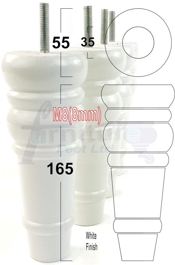 4 Round Wooden Chair Legs 170mm High Replacement Furniture Feet Sofa Cabinets M8 - Image 29