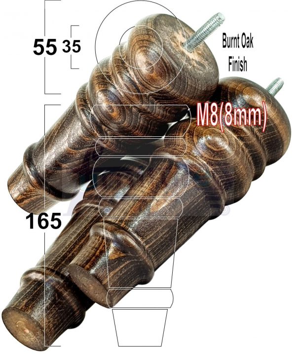 4 Round Wooden Chair Legs 170mm High Replacement Furniture Feet Sofa Cabinets M8 - Image 33