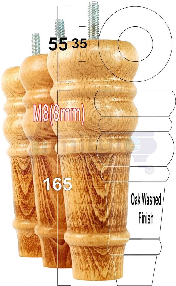 4 Round Wooden Chair Legs 170mm High Replacement Furniture Feet Sofa Cabinets M8 - Image 28