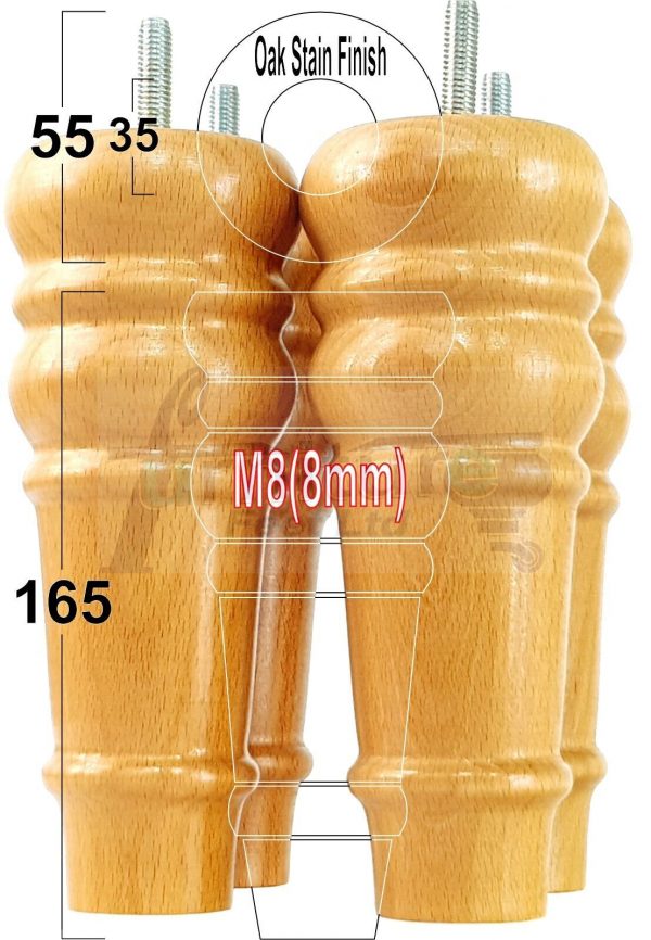 4 Round Wooden Chair Legs 170mm High Replacement Furniture Feet Sofa Cabinets M8 - Image 38