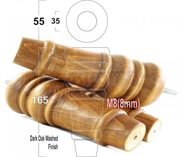 4 Round Wooden Chair Legs 170mm High Replacement Furniture Feet Sofa Cabinets M8 - Image 35