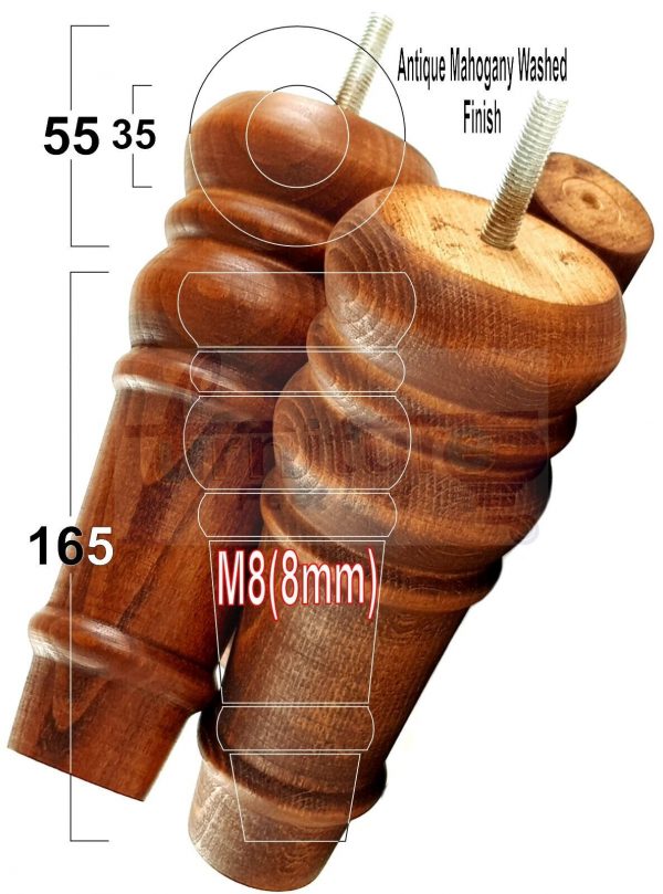 4 Round Wooden Chair Legs 170mm High Replacement Furniture Feet Sofa Cabinets M8 - Image 43