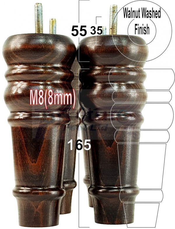 4 Round Wooden Chair Legs 170mm High Replacement Furniture Feet Sofa Cabinets M8 - Image 19