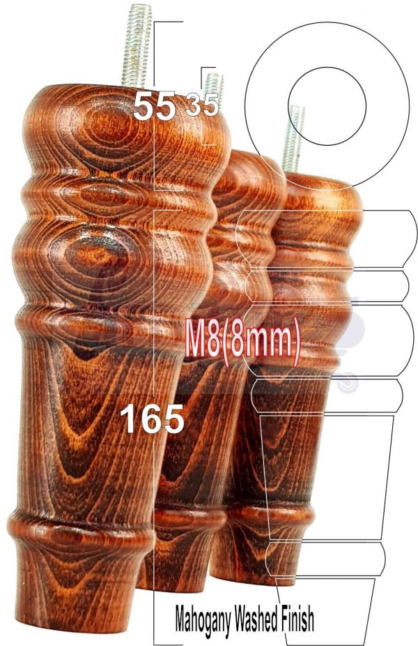 4 Round Wooden Chair Legs 170mm High Replacement Furniture Feet Sofa Cabinets M8 - Image 23