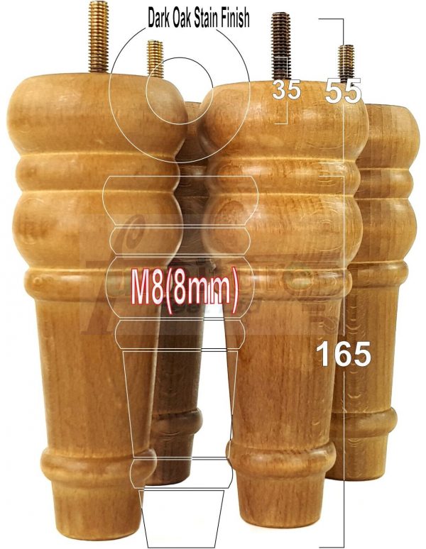 4 Round Wooden Chair Legs 170mm High Replacement Furniture Feet Sofa Cabinets M8 - Image 18