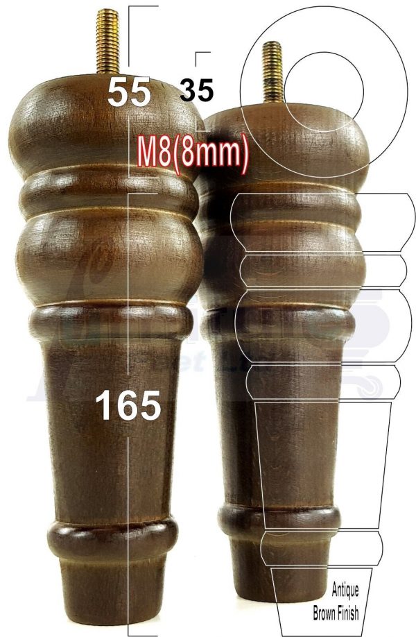 4 Round Wooden Chair Legs 170mm High Replacement Furniture Feet Sofa Cabinets M8 - Image 13