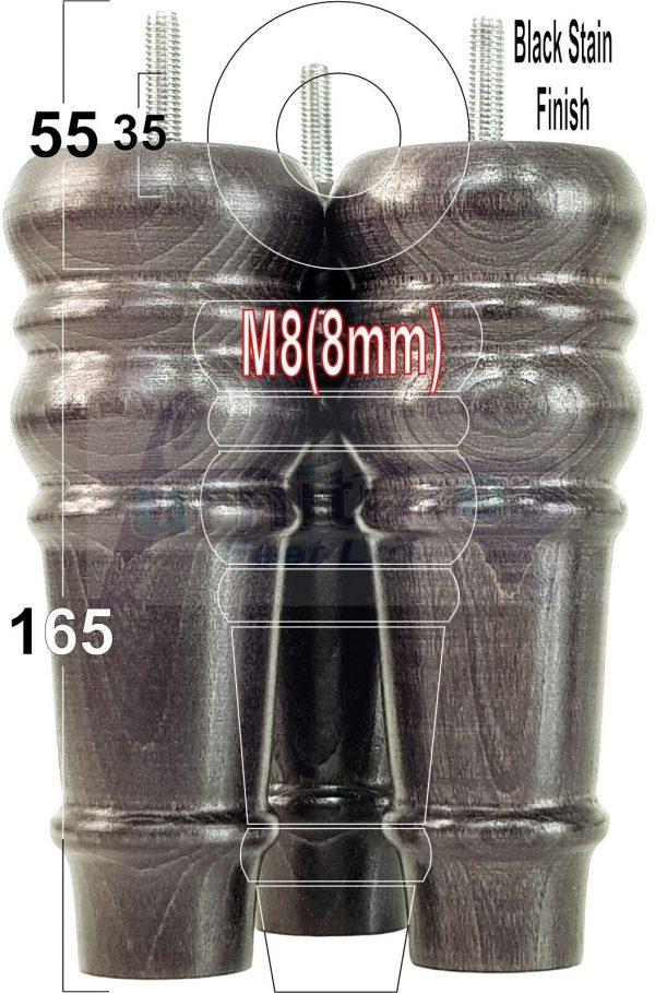 4 Round Wooden Chair Legs 170mm High Replacement Furniture Feet Sofa Cabinets M8 - Image 32