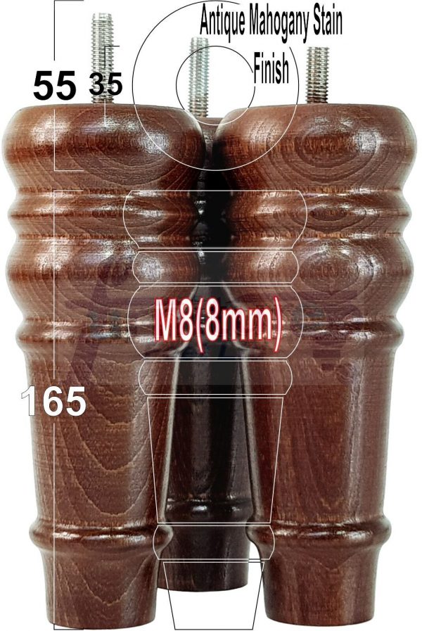 4 Round Wooden Chair Legs 170mm High Replacement Furniture Feet Sofa Cabinets M8 - Image 31