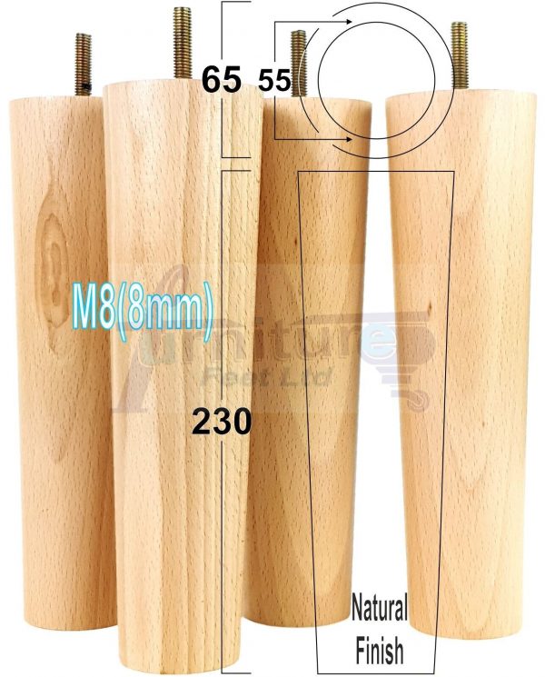 4 Round Wooden Chair Legs 230mm High Replacement Furniture Feet Sofa Cabinets M8 - Image 21