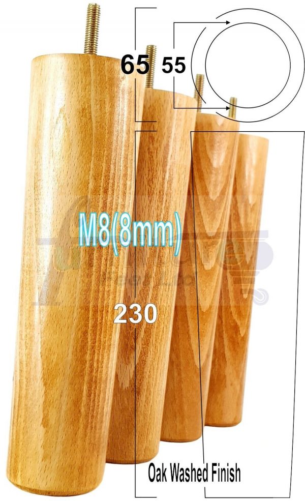 4 Round Wooden Chair Legs 230mm High Replacement Furniture Feet Sofa Cabinets M8 - Image 24