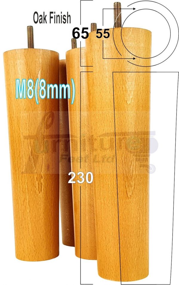 4 Round Wooden Chair Legs 230mm High Replacement Furniture Feet Sofa Cabinets M8 - Image 23
