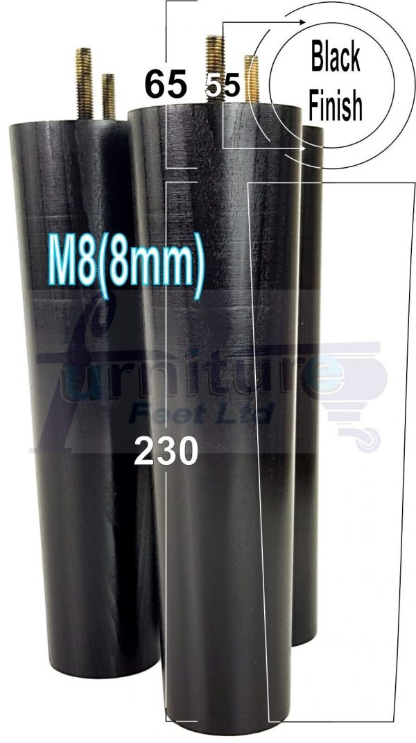 4 Round Wooden Chair Legs 230mm High Replacement Furniture Feet Sofa Cabinets M8 - Image 11