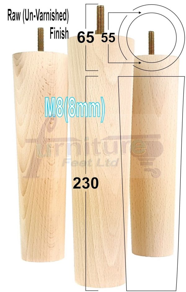 4 Round Wooden Chair Legs 230mm High Replacement Furniture Feet Sofa Cabinets M8 - Image 22
