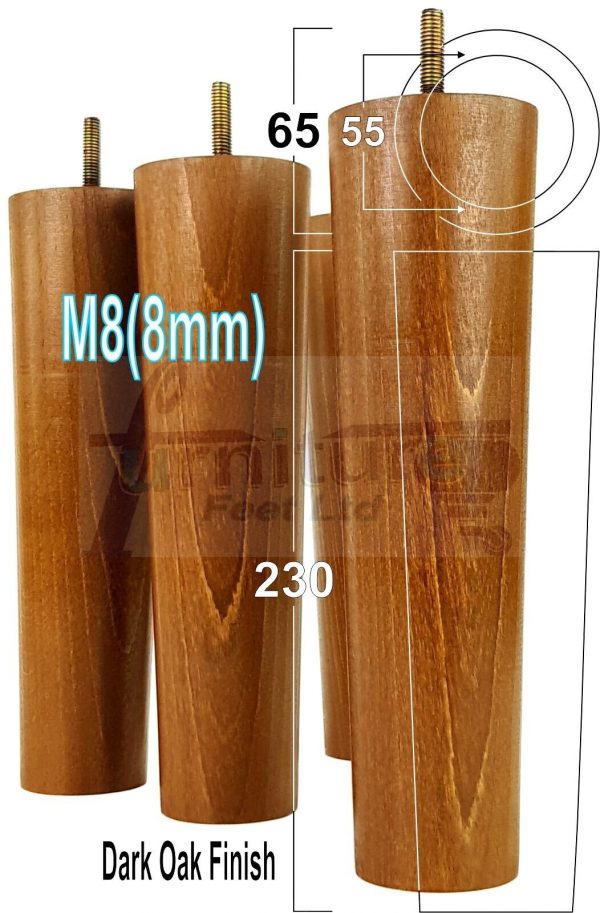 4 Round Wooden Chair Legs 230mm High Replacement Furniture Feet Sofa Cabinets M8 - Image 13