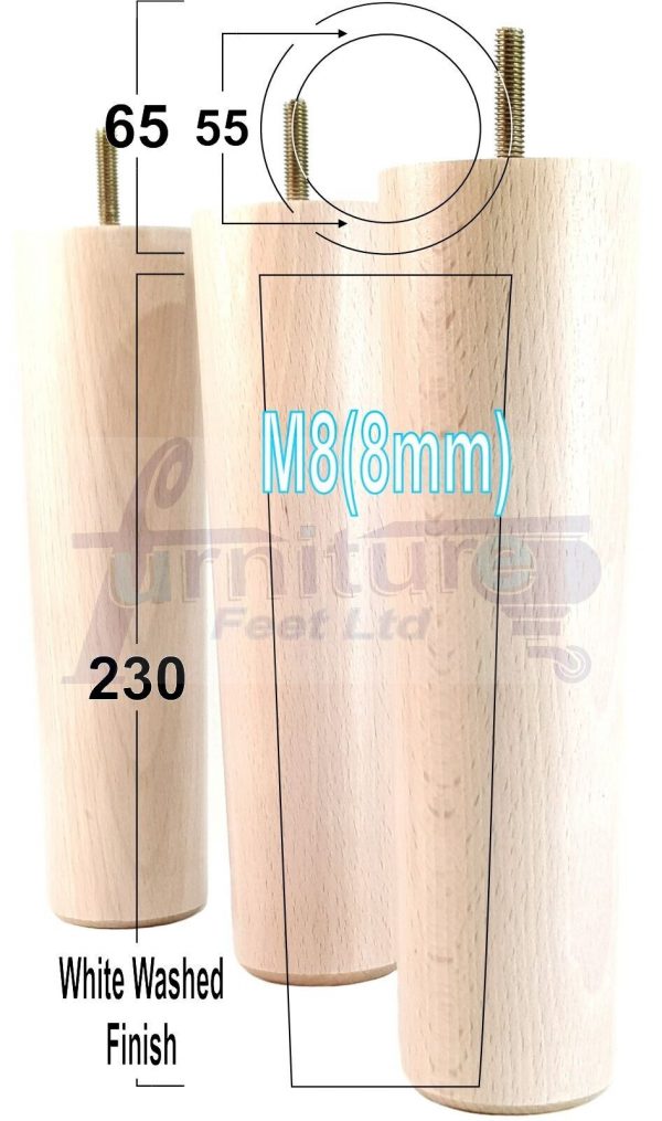 4 Round Wooden Chair Legs 230mm High Replacement Furniture Feet Sofa Cabinets M8 - Image 36