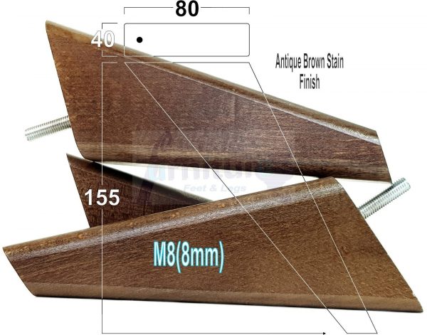 4 Square Angled Sofa Legs 155mm High Replacement Furniture Feet Chair Cabinet M8 - Image 10