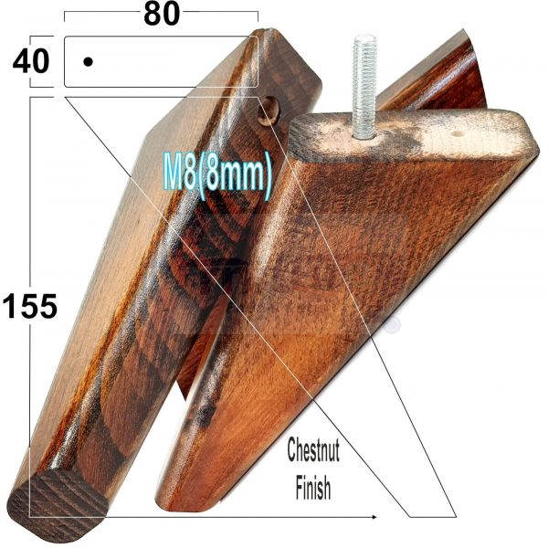 4 Square Angled Sofa Legs 155mm High Replacement Furniture Feet Chair Cabinet M8 - Image 30