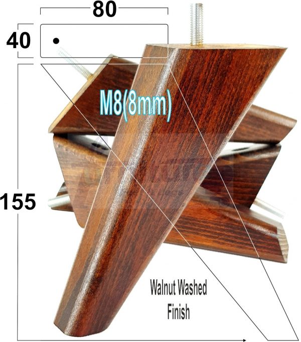 4 Square Angled Sofa Legs 155mm High Replacement Furniture Feet Chair Cabinet M8 - Image 15
