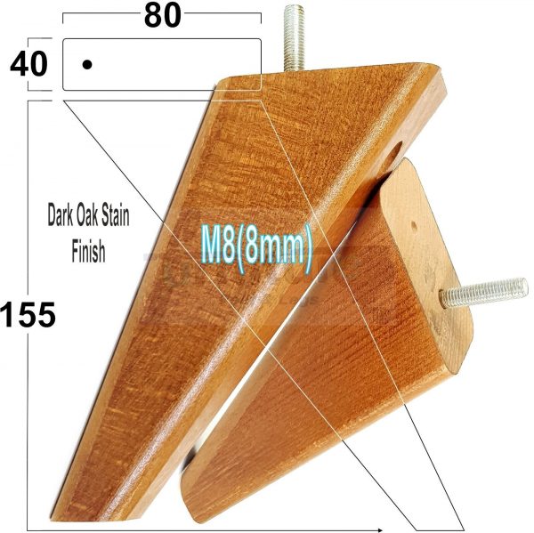 4 Square Angled Sofa Legs 155mm High Replacement Furniture Feet Chair Cabinet M8 - Image 14