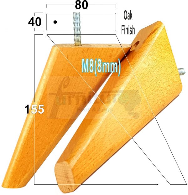 4 Square Angled Sofa Legs 155mm High Replacement Furniture Feet Chair Cabinet M8 - Image 23